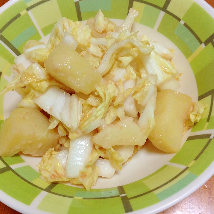 じゃがいも白菜のたらこパスタソース和え